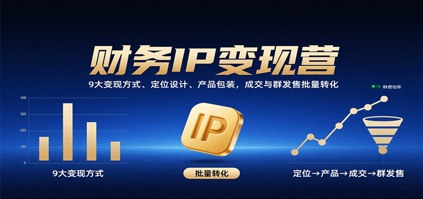 财务IP变现营：9大变现方式、定位设计、产品包装，成交与群发售批量转化-zhangyuwc