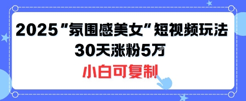 不露脸也能火！2025“氛围感美女”短视频玩法，30天涨粉5W小白可复制-zhangyuwc