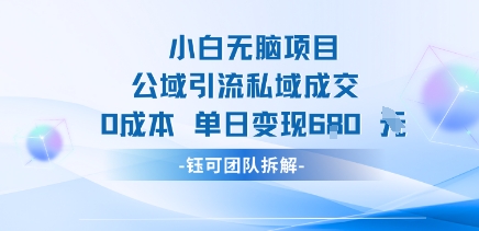 小白无脑项目公域引流私域成交0成本单日变现680米-zhangyuwc