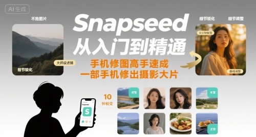 Snapseed从入门到精通，手机修图高手速成，一部手机就能修出摄影大片-zhangyuwc