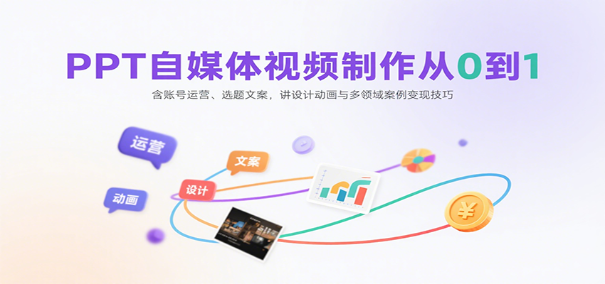 PPT自媒体视频制作从0到1：含账号运营、选题文案，讲设计动画与多领域案例变现技巧-zhangyuwc