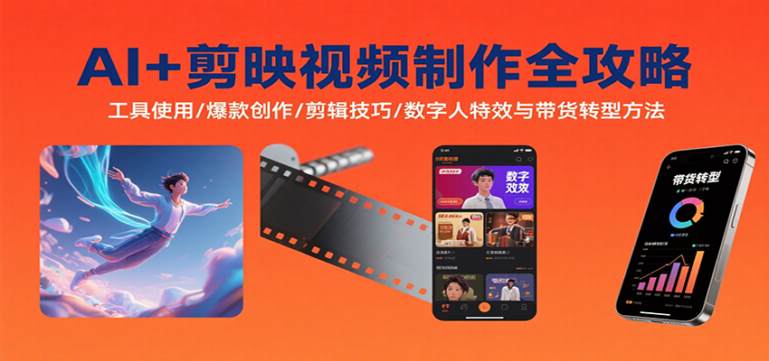 AI+剪映视频制作全攻略：工具使用/爆款创作/剪辑技巧/数字人特效与带货转型方法-zhangyuwc