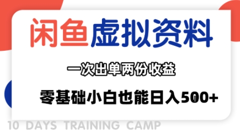 闲鱼虚拟资料新变现玩法，信息差项目，一次出单两份收益，无需囤货，可批量矩阵，零基础小白也能日入多张-zhangyuwc