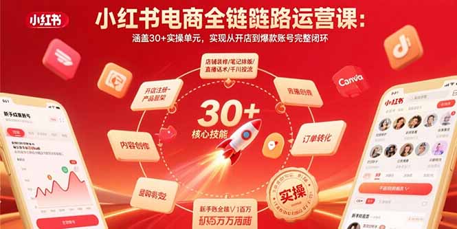 小红书电商全链路运营课：涵盖30+实操单元，实现从开店到爆款账号完整闭环-zhangyuwc
