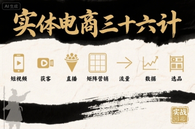 实体电商三十六计，短视频-获客-直播-矩阵营销-流量-数据-选品-zhangyuwc