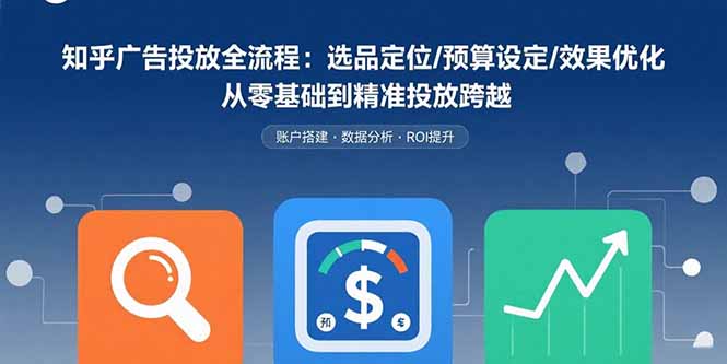 知乎广告投放全流程：选品定位/预算设定/效果优化 从零基础到精准投放跨越-zhangyuwc