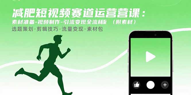 减肥短视频赛道运营课：素材准备-视频制作-引流变现全流程 (附素材-zhangyuwc
