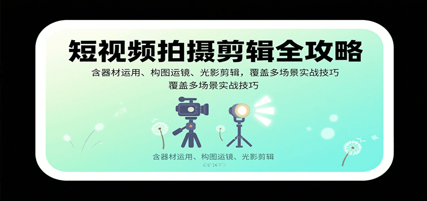 短视频拍摄剪辑全攻略：含器材运用、构图运镜、光影剪辑，覆盖多场景实战技巧-zhangyuwc