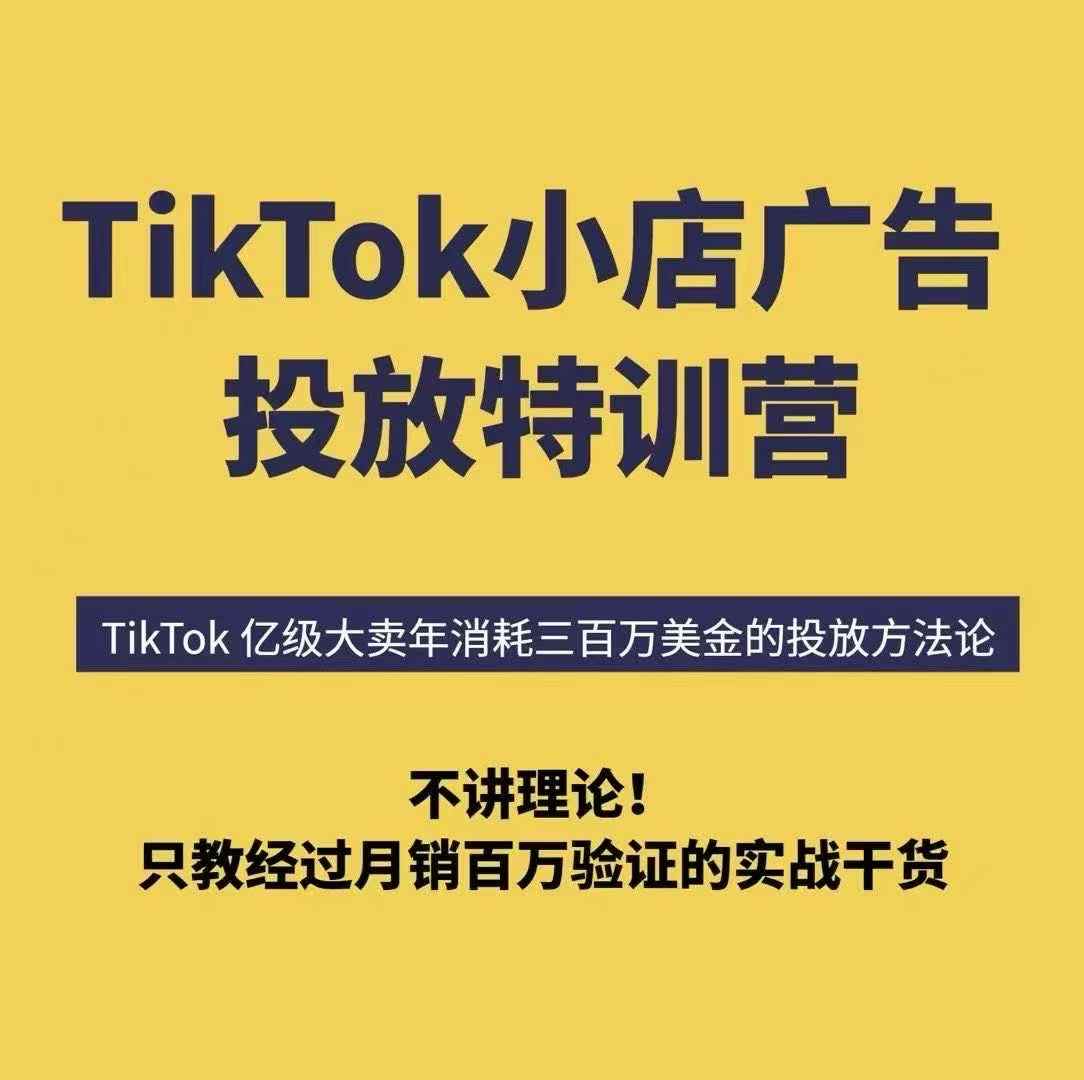 TikTok小店广告投放特训营，6天破局计划专治各种“投不动”，教你经过月销百万验证的实战干货-zhangyuwc