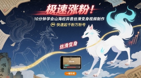 极速涨粉！10分钟学会山海经异兽丝滑变身视频制作，快速起千粉万粉号-zhangyuwc