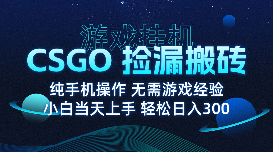 8月最新游戏搬砖，CSGO纯挂机，不需要玩游戏，实现真挂机，月入1W+-zhangyuwc