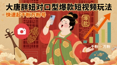 大唐胖妞对口型爆款短视频玩法，快速起千粉万粉号-zhangyuwc