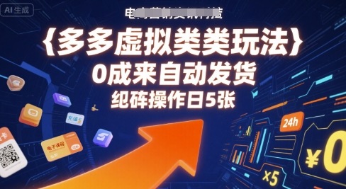 多多虚拟类目玩法，0成本全自动发货，矩阵操作日5张-zhangyuwc