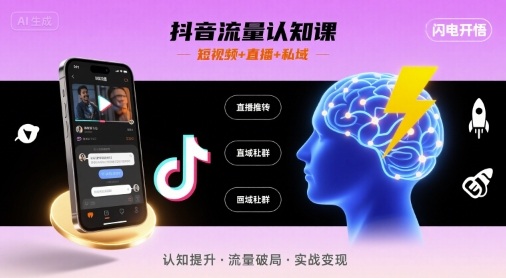 抖音流量认知课，短视频+直播+私域，认知提升，闪电开悟-zhangyuwc