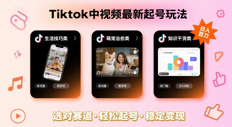 Tiktok中视频最新起号玩法，想要日入百刀，做好这几个赛道就可以了-zhangyuwc