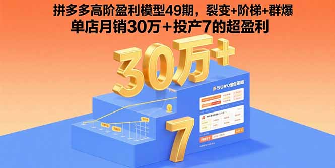 拼多多高阶盈利模型49期，裂变+阶梯+群爆  单店月销30万+投产7的超盈利-zhangyuwc