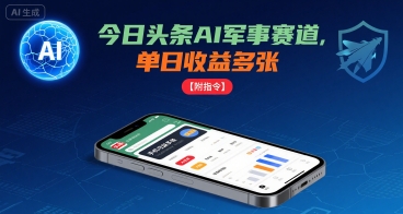 今日头条AI军事赛道，单日收益多张 ，手机可做【附指令】-zhangyuwc