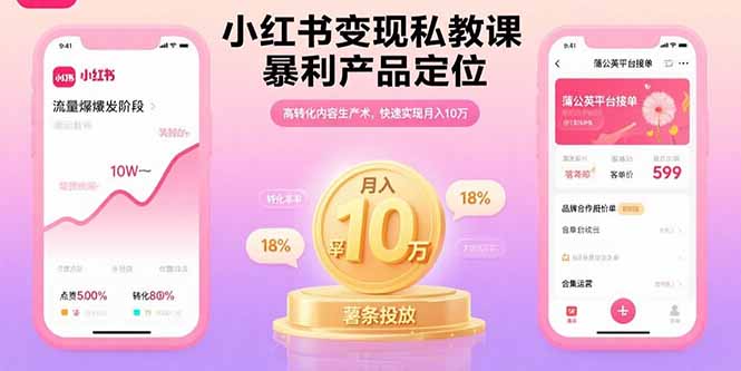 小红书变现私教课，暴利产品定位，高转化内容生产术，快速实现月入10万-zhangyuwc