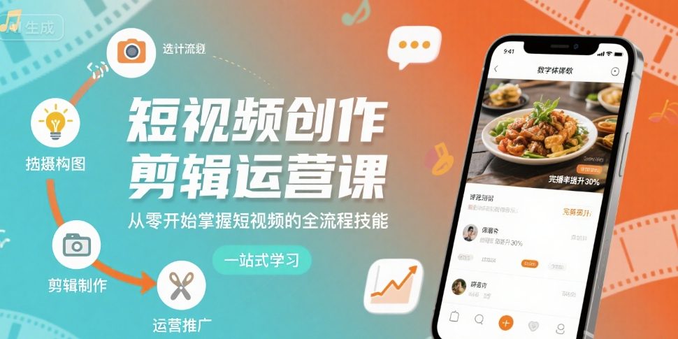 短视频创作剪辑运营课，从零开始掌握短视频的全流程技能-zhangyuwc