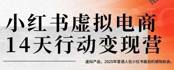 小红书虚拟电商14天变现训练营，虚拟产品，2025年普通人在小红书最后的搞钱机会(更新)-zhangyuwc