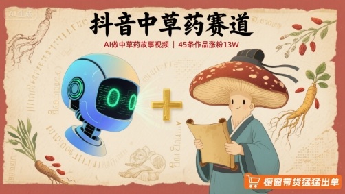 抖音中草药赛道，用AI做中草药故事视频，45条作品涨粉13W，橱窗带货猛猛出单-zhangyuwc