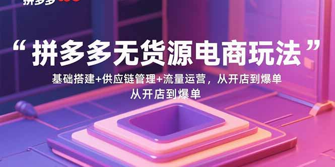 拼多多无货源电商玩法：基础搭建+供应链管理+流量运营，从开店到爆单-zhangyuwc