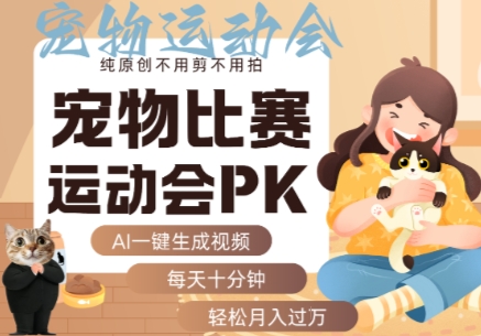 AI一键生成宠物比赛运动会PK视频，纯原创不用剪不用拍，每天十分钟，轻松月入过1W+-zhangyuwc