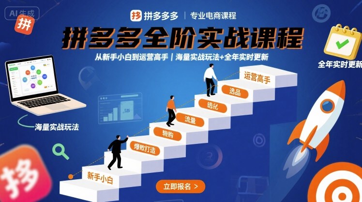 拼多多全阶实战课程，从新手小白到运营高手，海量实战玩法+全年实时更新【2025年9月更新】-zhangyuwc