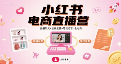 小红书电商直播营，直播带货+店铺运营+笔记运营=全电商-zhangyuwc
