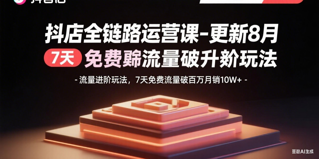 抖店全链路运营课-更新8月：流量进阶玩法，7天免费流量破百万月销10W+-zhangyuwc