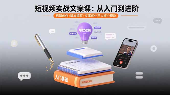 短视频实战文案课：从入门到进阶 标题创作+脚本撰写+文案优化三大核心模块-zhangyuwc