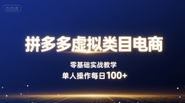 拼多多虚拟类目电商，零基础实战教学，单人操作每日100+-zhangyuwc