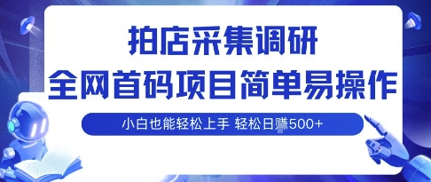 拍店采集调研，全网首码项目，简单易操作， 小白也能轻松上手，多账号操作，轻松日入5张【揭秘】-zhangyuwc